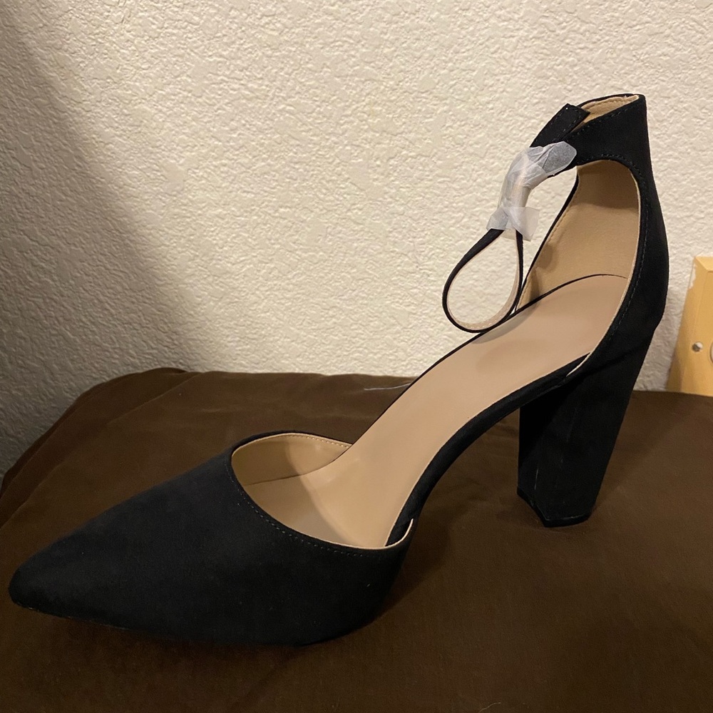 SHEIN Black Block Heel Ankle Strap Heels